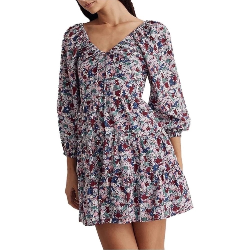 Madewell Floral Cotton Boho Tiered Mini Dress Size 10